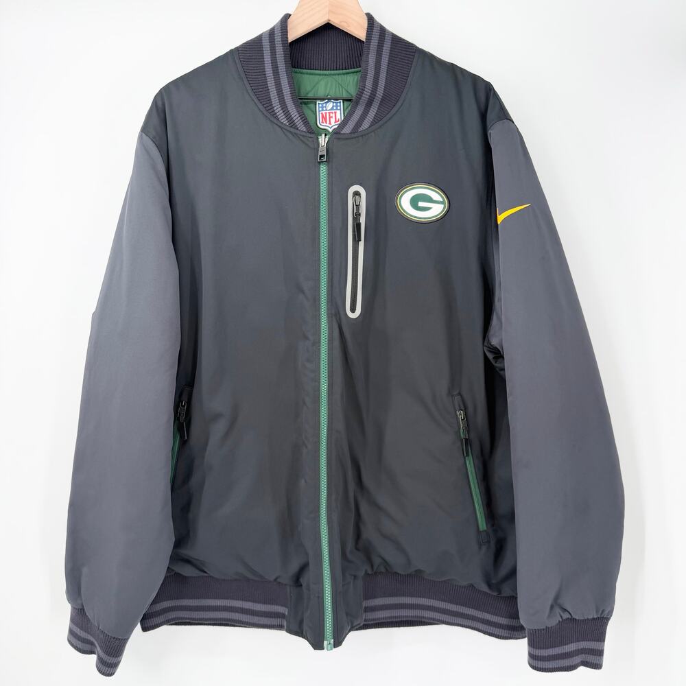 Nike Green Bay Packers Reversible Quilted Bomber Jacket XXL NFL